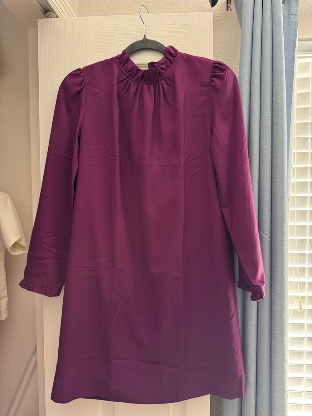 J. Crew Factory Ruffleneck Shift Dress Spiced Wine /Deep Purple